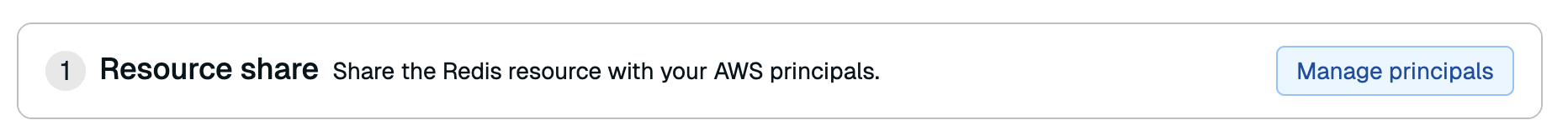 The Resource Share section, with the manage principals button.