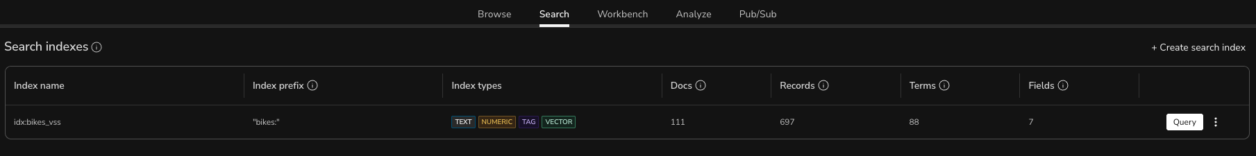 The Search workspace