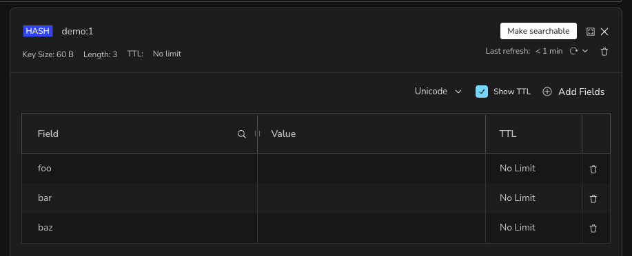 The Make searchable button in the Browse workspace