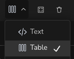 Switching between Text and Table views of the results